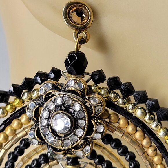 Double Circle Statement Drop Earrings Chandelier Earrings House of Moda Earrings - Picture 14 of 14